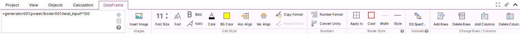 dataframe toolbar